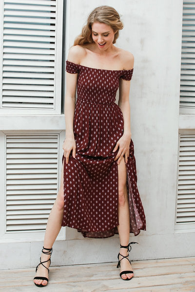 MC Vintage Style Boho Print Maxi Dress